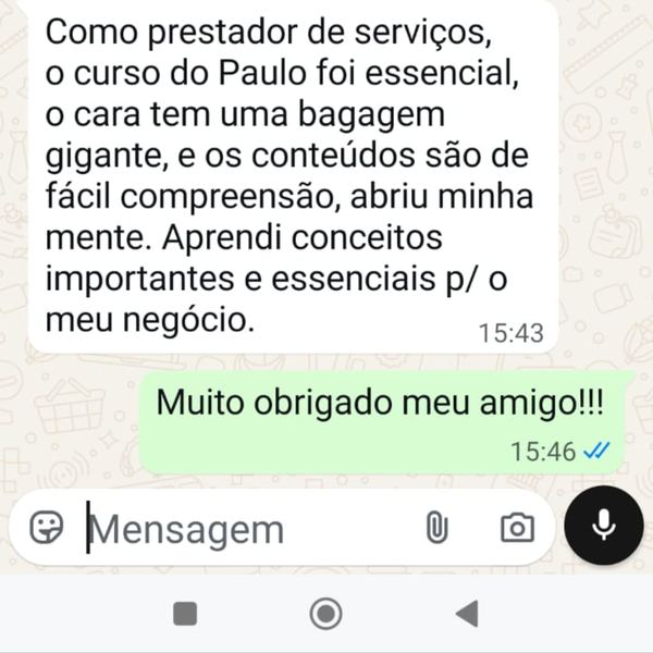 Depoimento de aluno: curso foi essencial para prestador de serviços